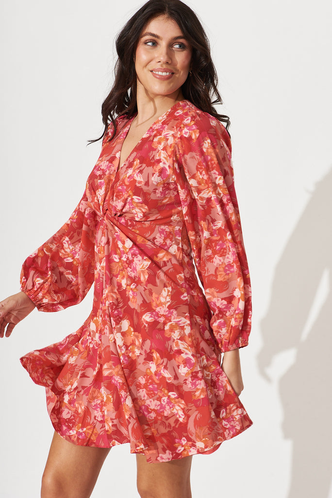 Moore Dress In Red Floral - side