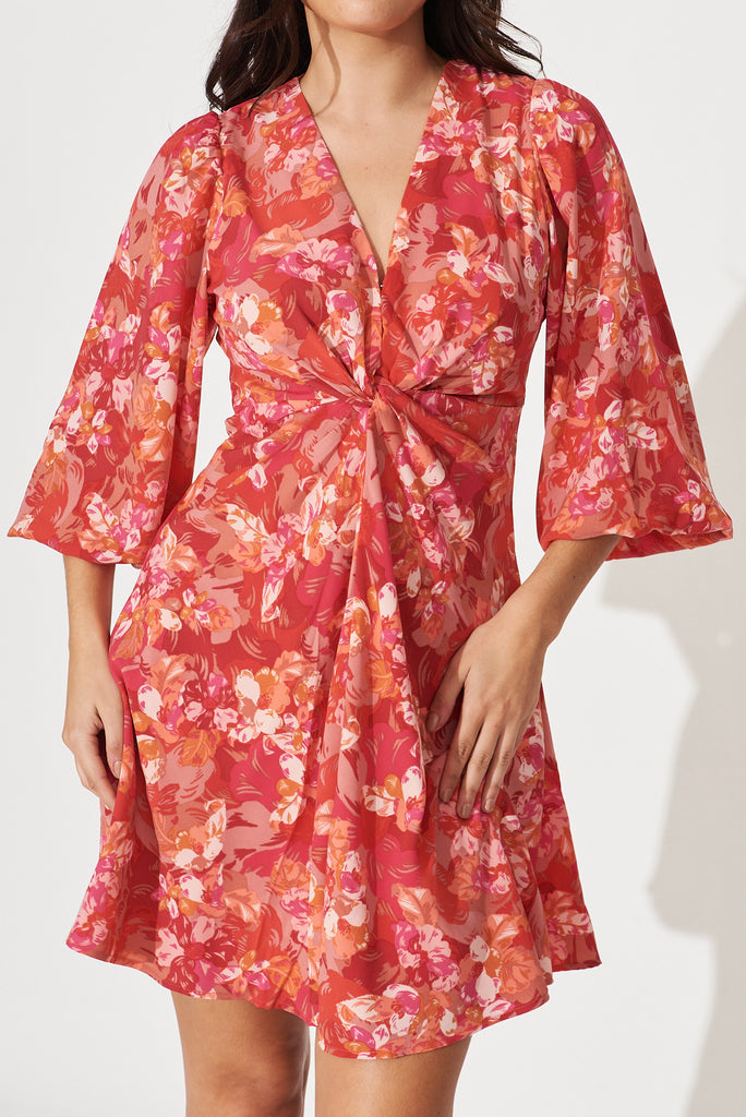 Moore Dress In Red Floral - detail