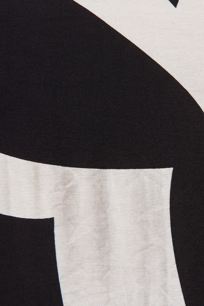 Santal Shirt Dress In Black With White Geometric Print Cotton Blend - fabric