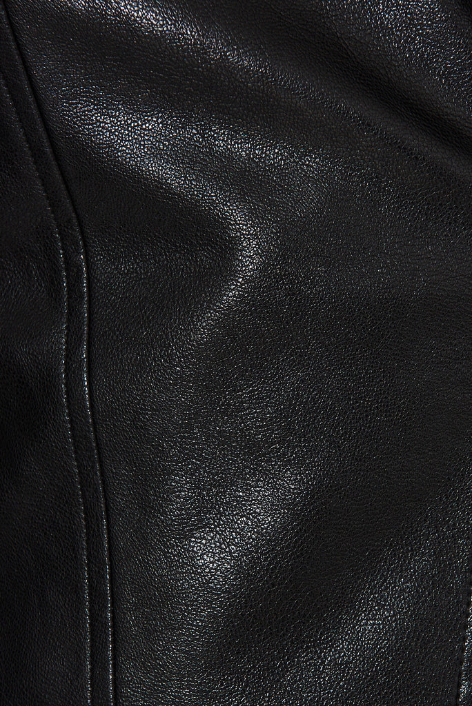 Cuba Leatherette Jacket In Black - fabric