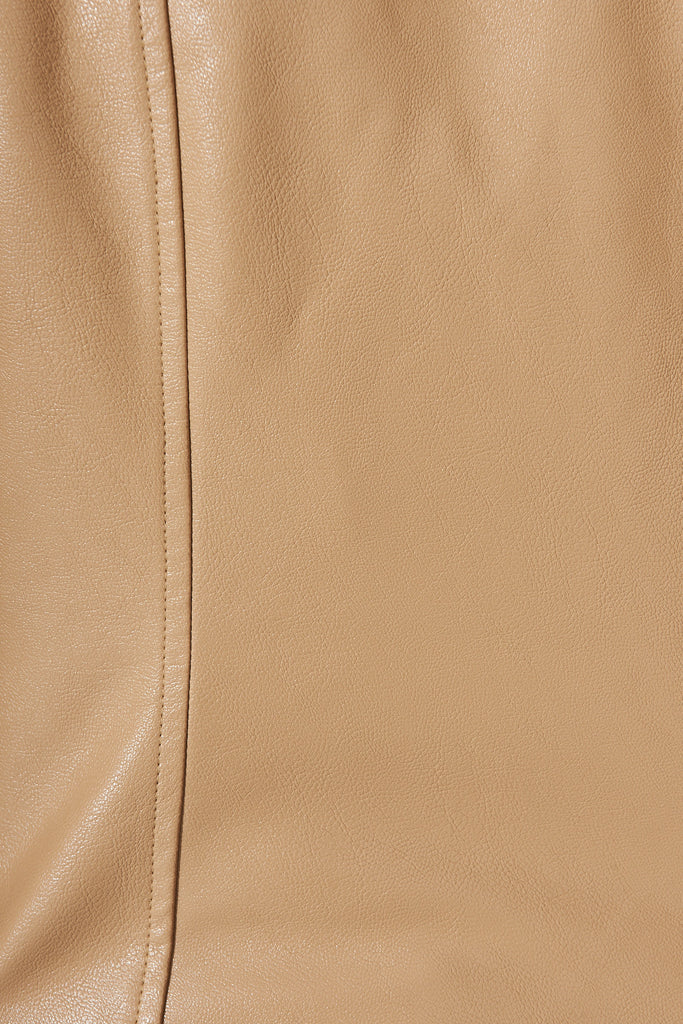 Cuba Leatherette Jacket In Taupe - fabric