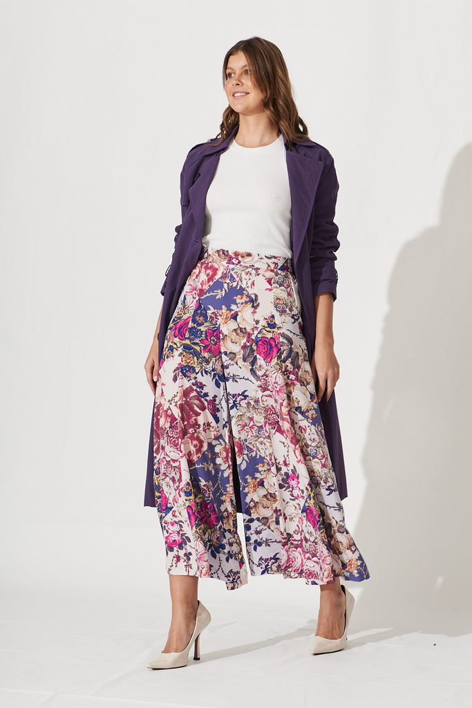 Sugary Pant In Lilac Patchwork Floral Print - full length