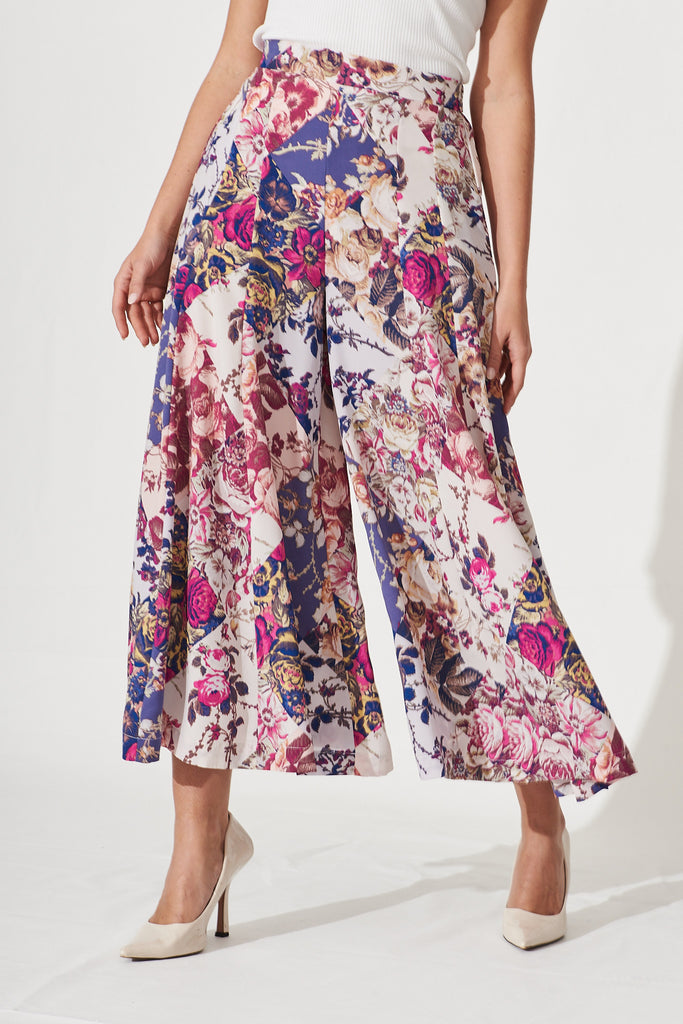 Sugary Pant In Lilac Patchwork Floral Print - front