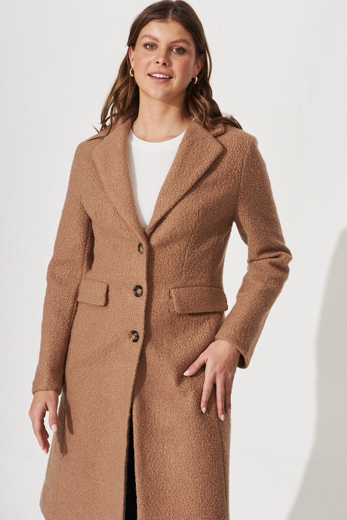 Maia Coat In Camel - front