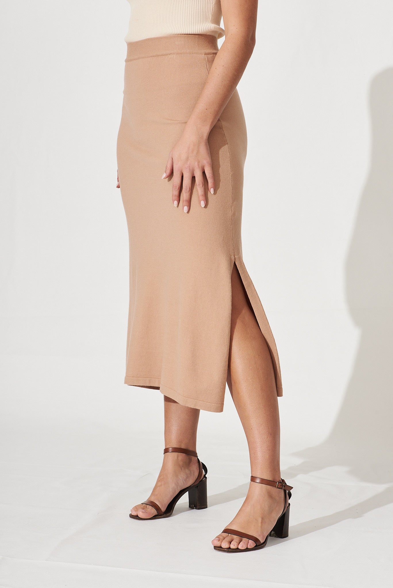 Midi skirt in tan cheap