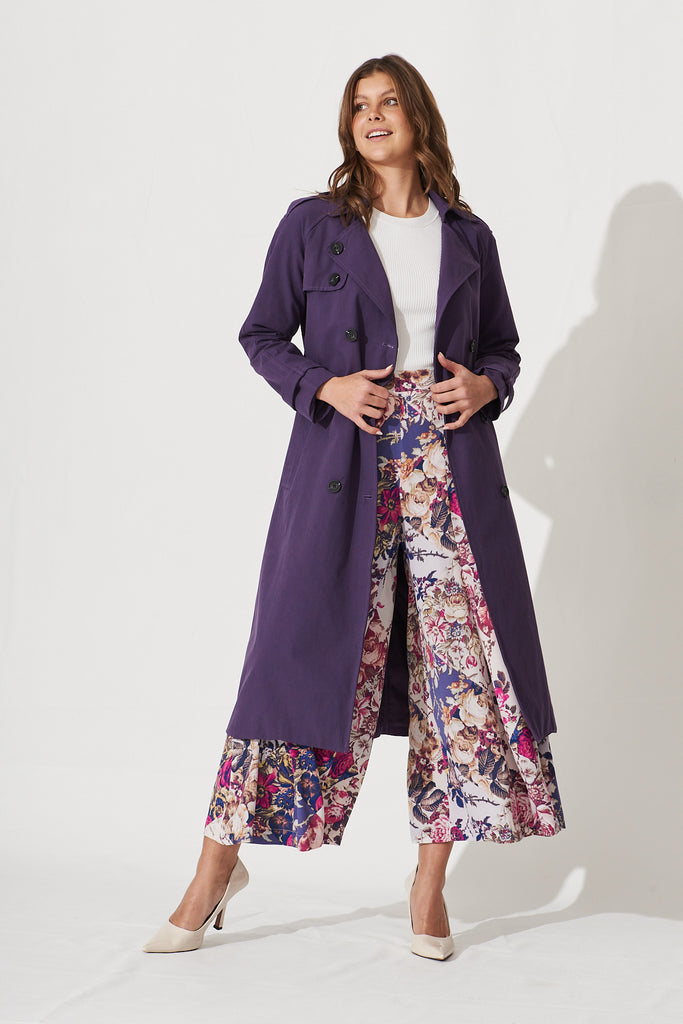 Artemis Trench Coat In Purple - full length