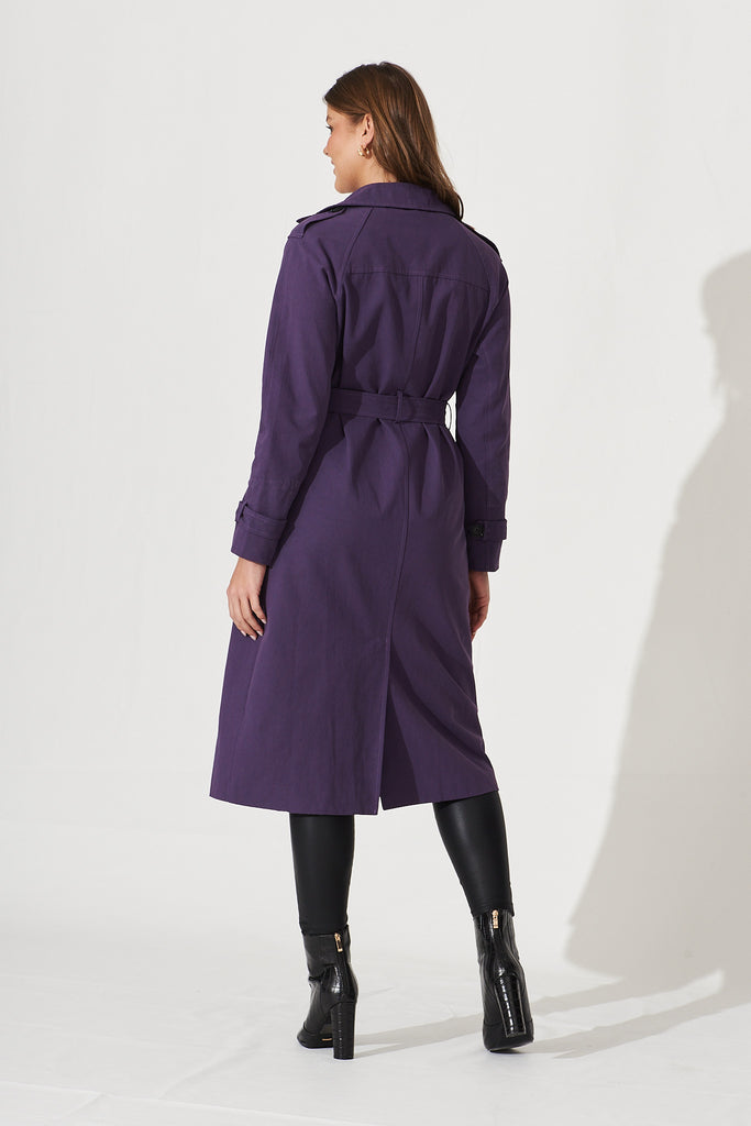 Artemis Trench Coat In Purple - back
