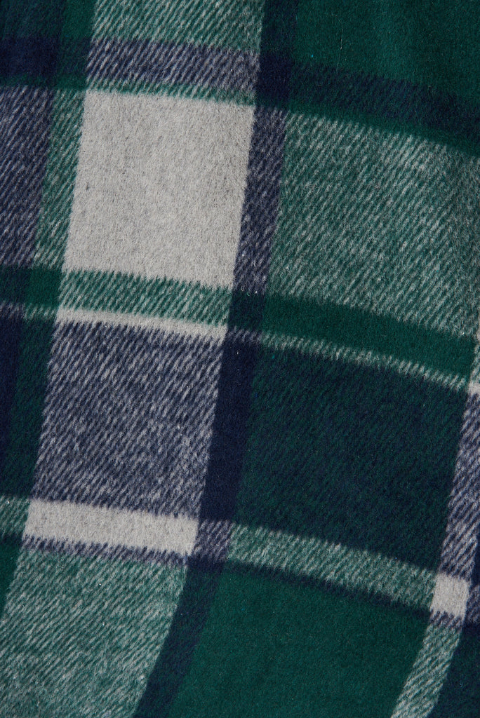 Falcon Shacket In Emerald And Navy Check - fabric