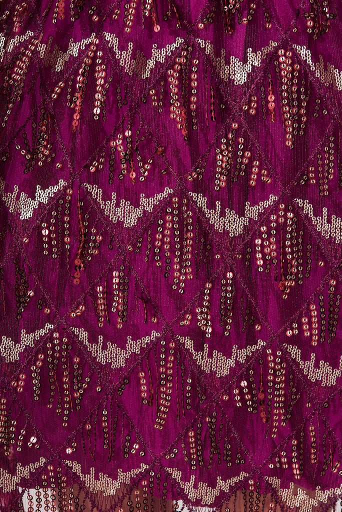Seema Sequin Dress In Plum - fabric