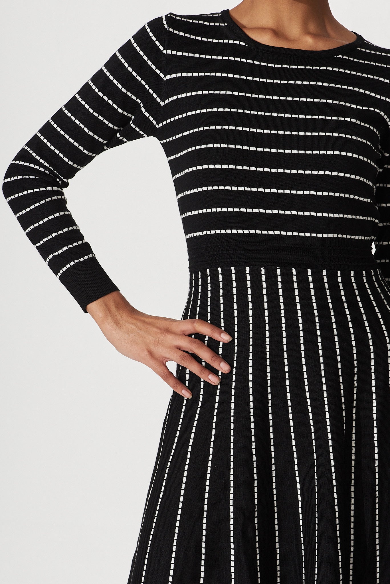 Soloist Knit Dress In Black With White Stripe St Frock