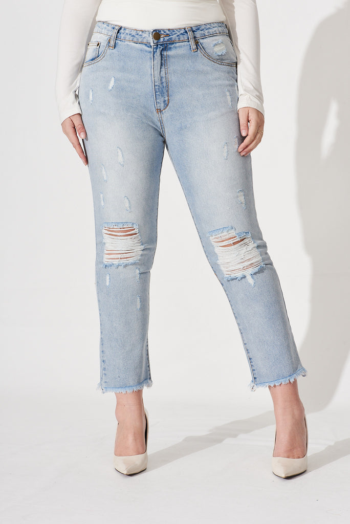 Chicago Ripped Jeans In Light Blue Denim - front
