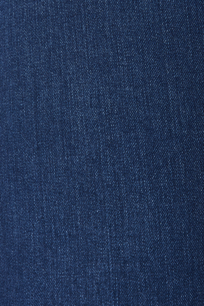 Piper High Rise Jeans In Dark Blue Denim - fabric
