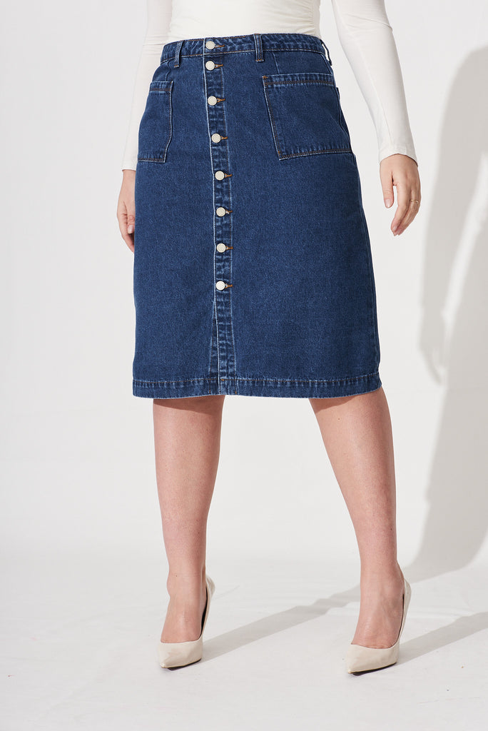 Sunflower Denim Skirt In Blue - front