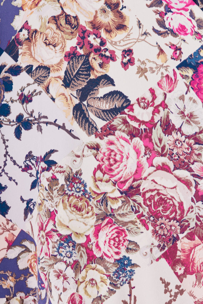 Skylar Dress In Lilac Patchwork Floral Print - fabric