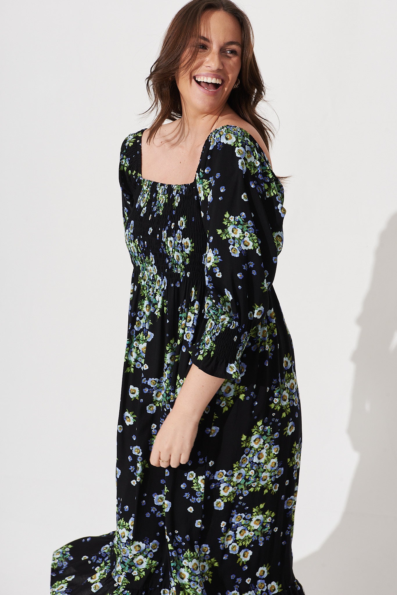Black and blue clearance floral dress