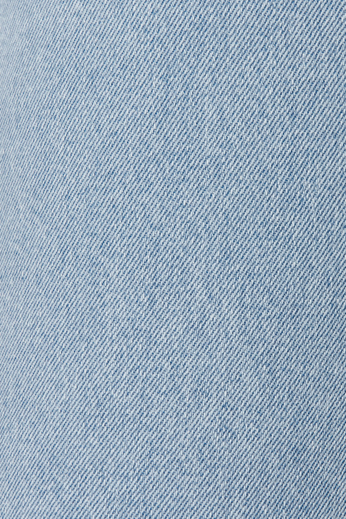 Kaiya High Waisted Straight Jean in Mid Blue Denim - fabric