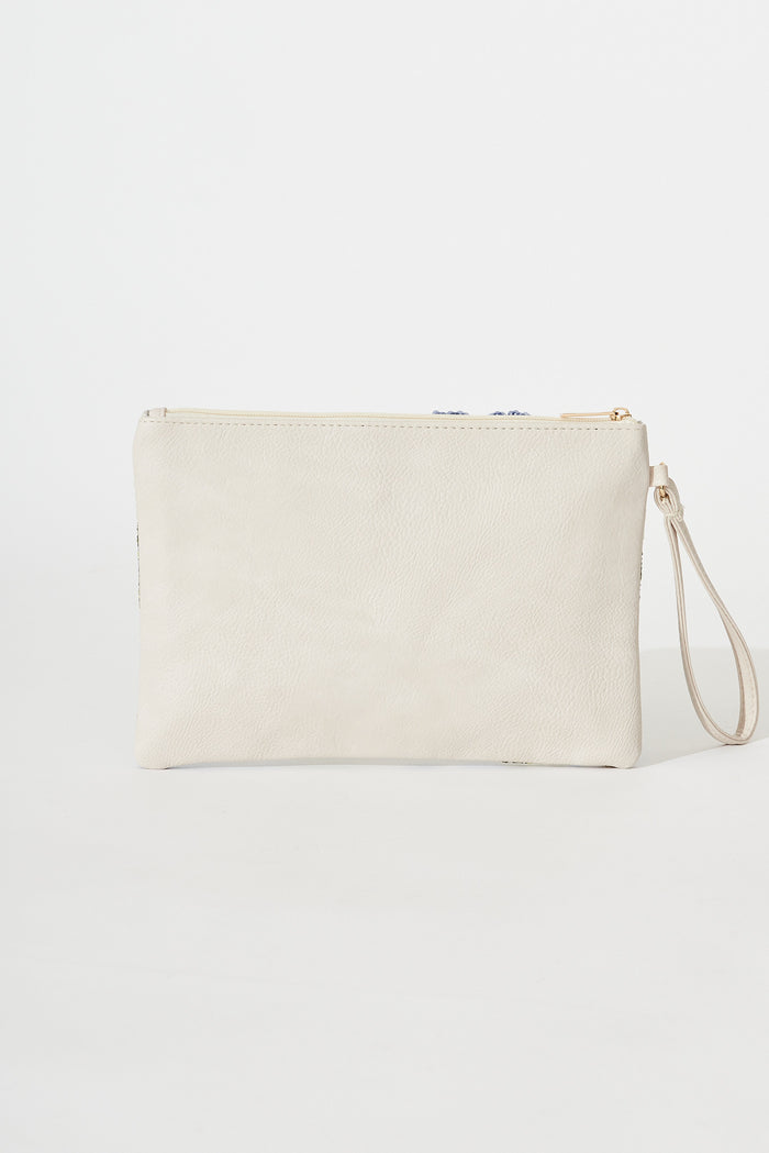 August + Delilah Hughes Clutch In White With Blue Sequin - back