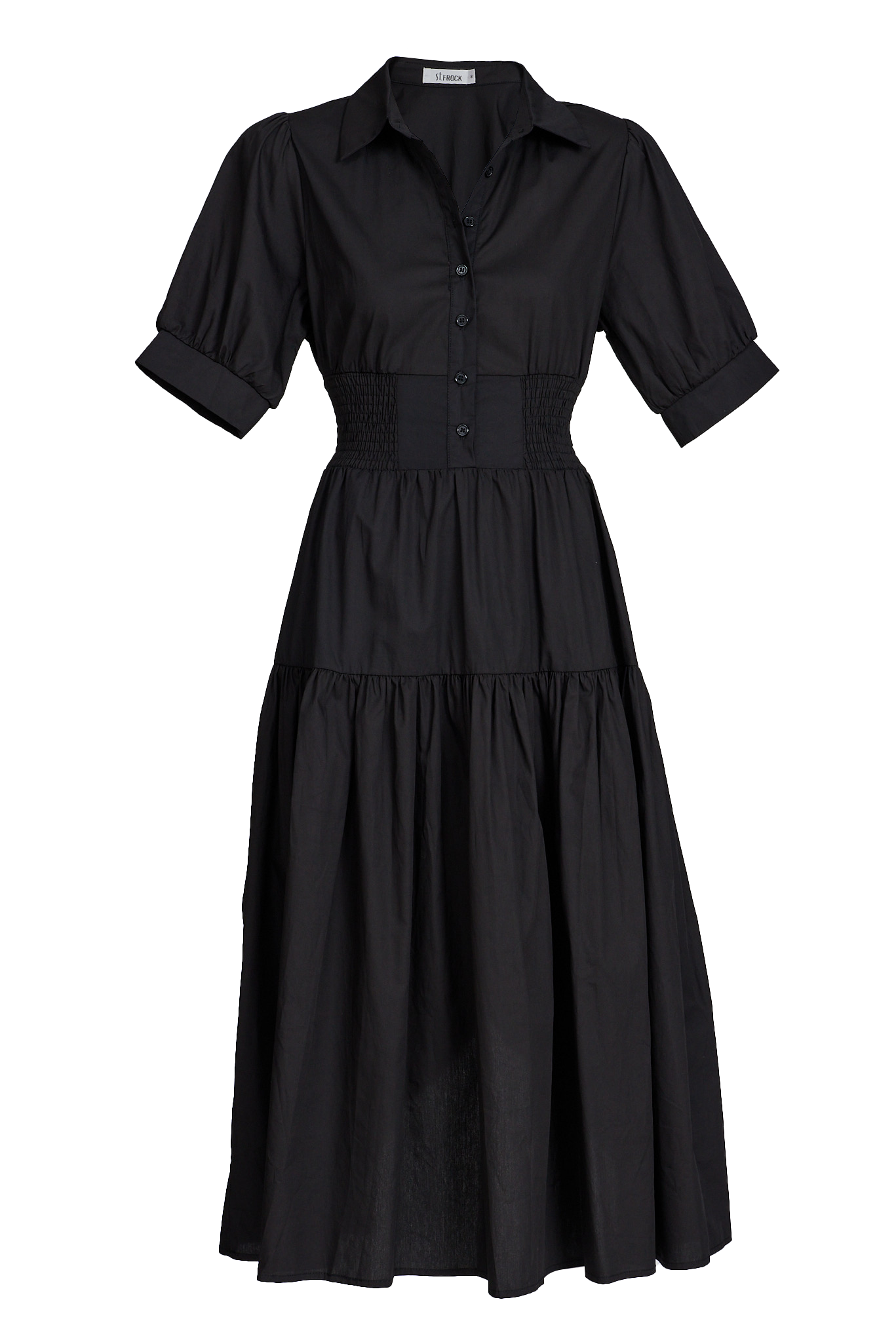 Fairfax Midi Shirt Dress In Black Cotton – St Frock