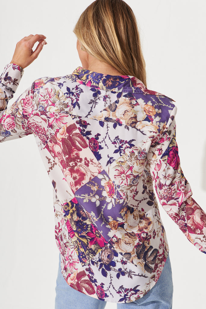 Collaroy Shirt In Lilac Patchwork Floral Print - back