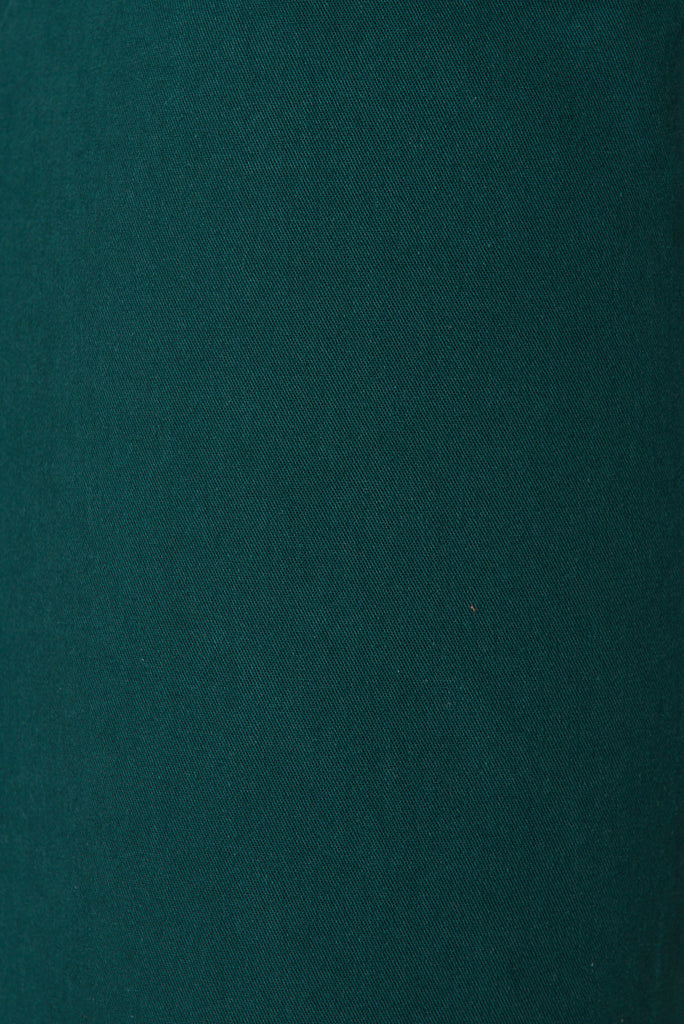 Cheviot Zip Dress In Emerald Cotton - fabric