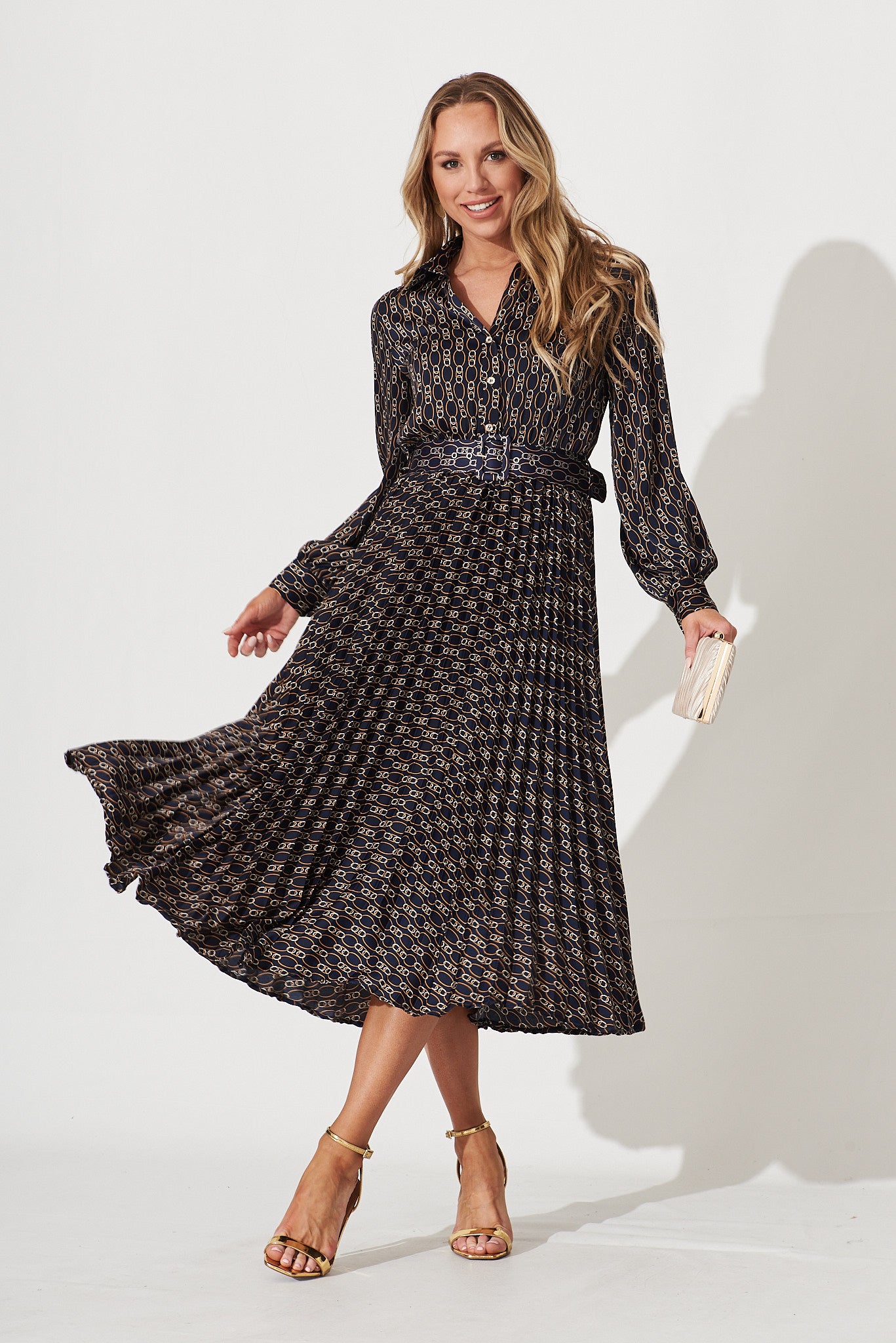 Chain top print dress