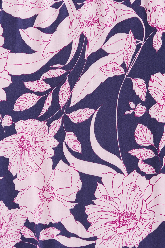 Tammy Midi Dress In Purple Floral - fabric