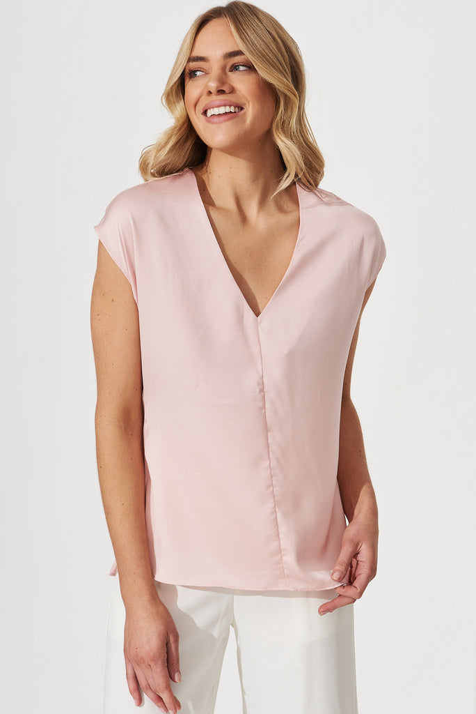 Indiana Top In Blush Satin - front