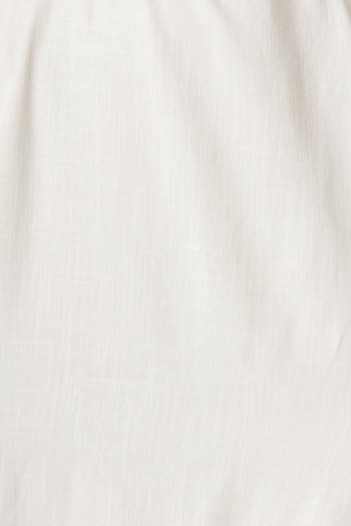Bebe One Shoulder Midi Dress In Cream Cotton Linen Blend - fabric