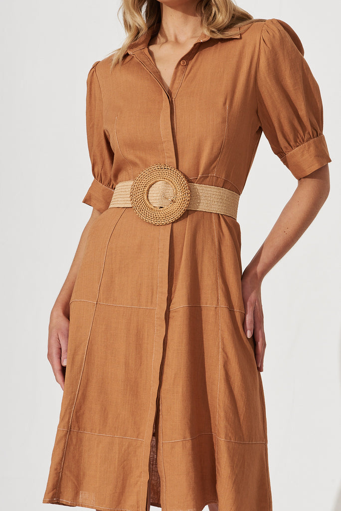 August + Delilah Susan Straw Belt In Tan Stretch - front