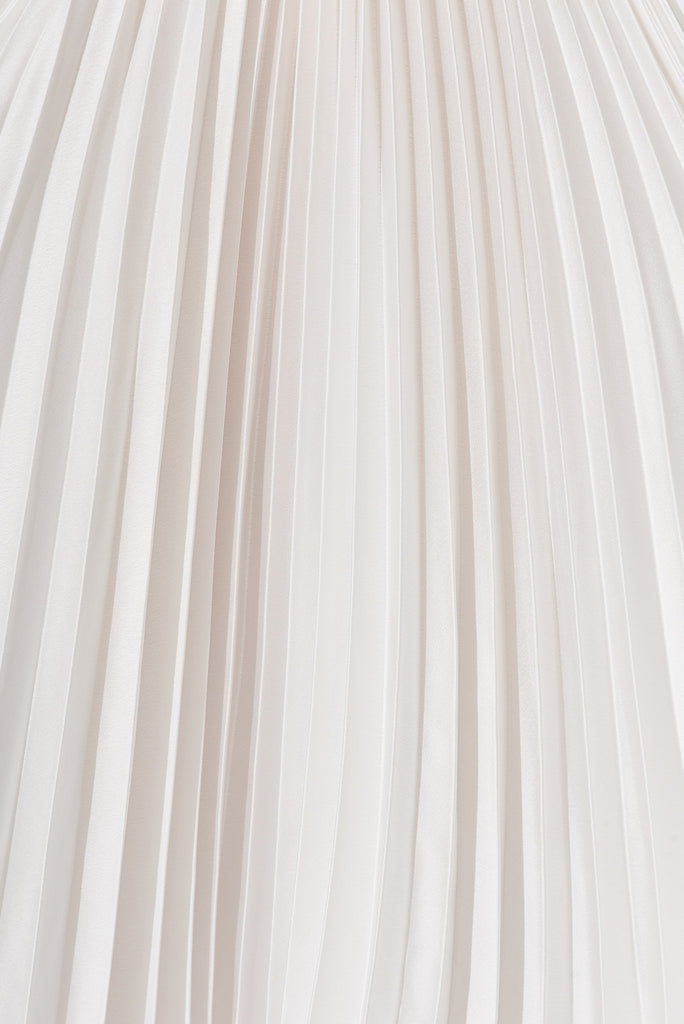 Anetta Midi Dress In Pleated White Satin - fabric