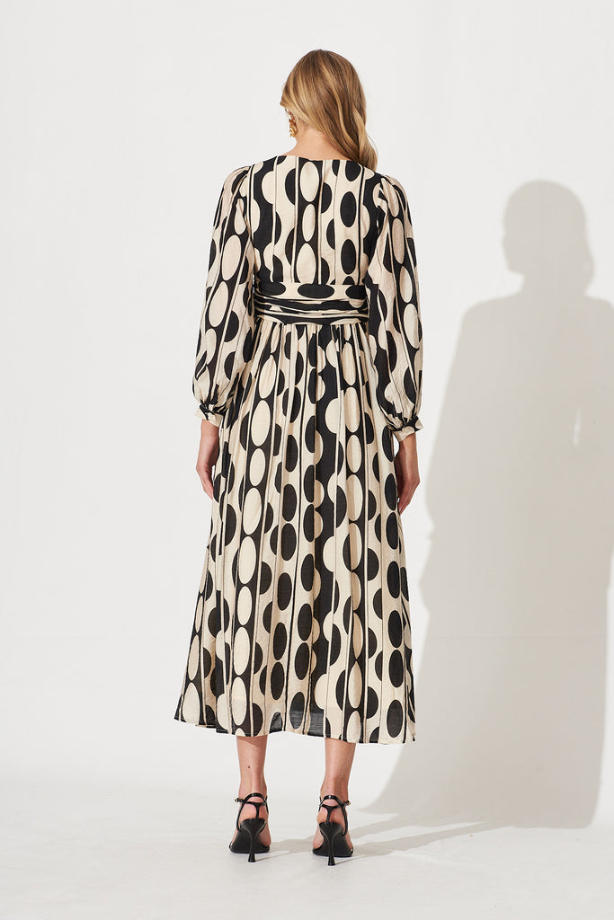 Wylie Maxi Dress In Black With Cream Print - back