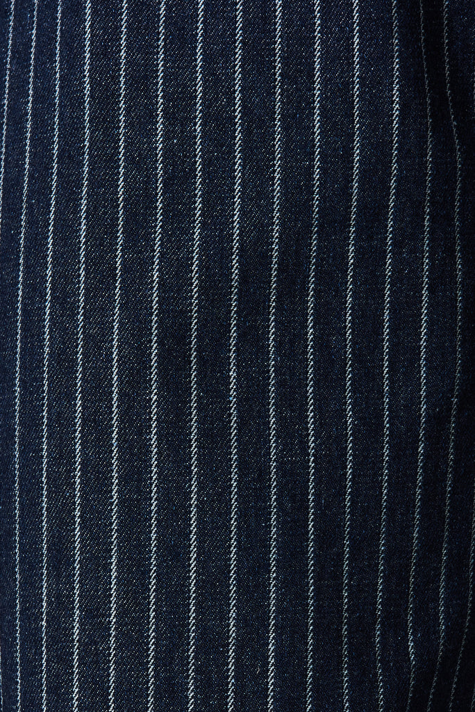 Bianca Wide Leg Jean In Dark Blue Denim Pinstripe - fabric