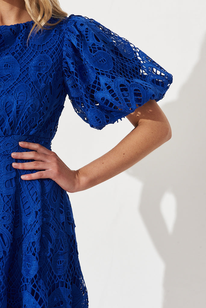 Tillie Lace Maxi Dress In Cobalt - detail