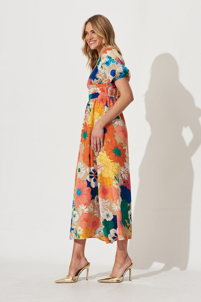 Mel Maxi Dress In Bright Multi Floral - side