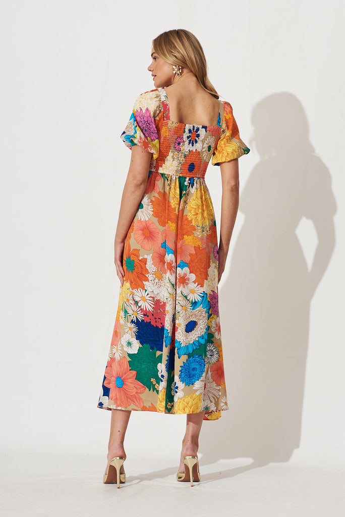Mel Maxi Dress In Bright Multi Floral - back