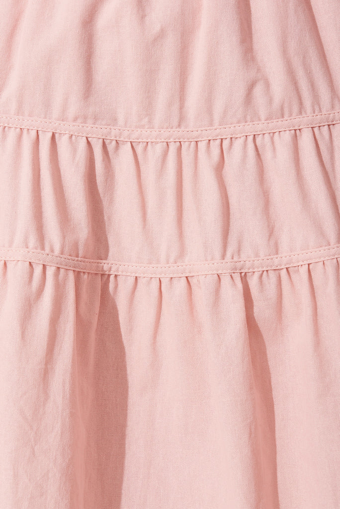Amalie Midi Dress In Blush Pink Cotton - fabric