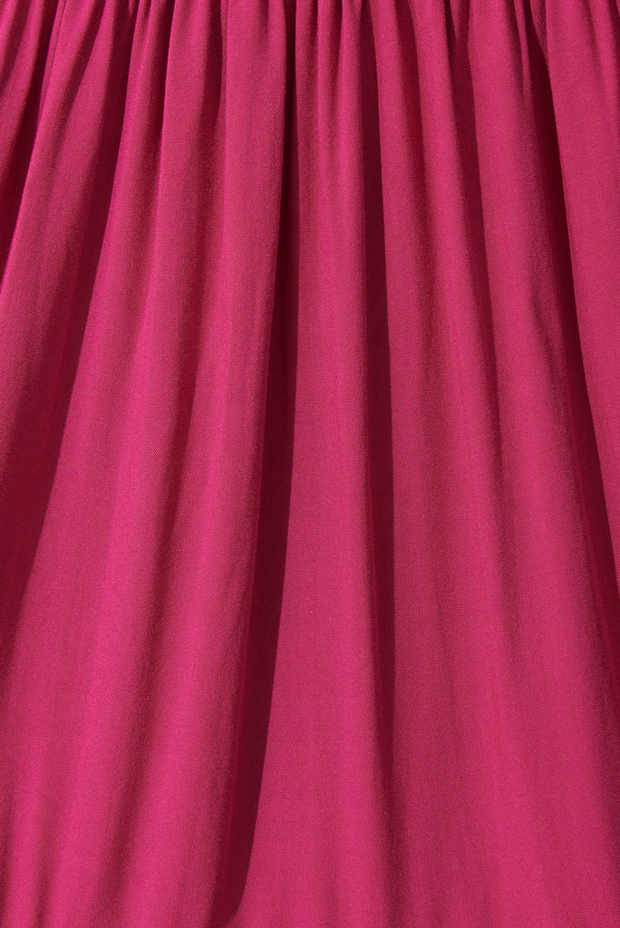 Nevi Tiered Midi Dress In Berry - fabric