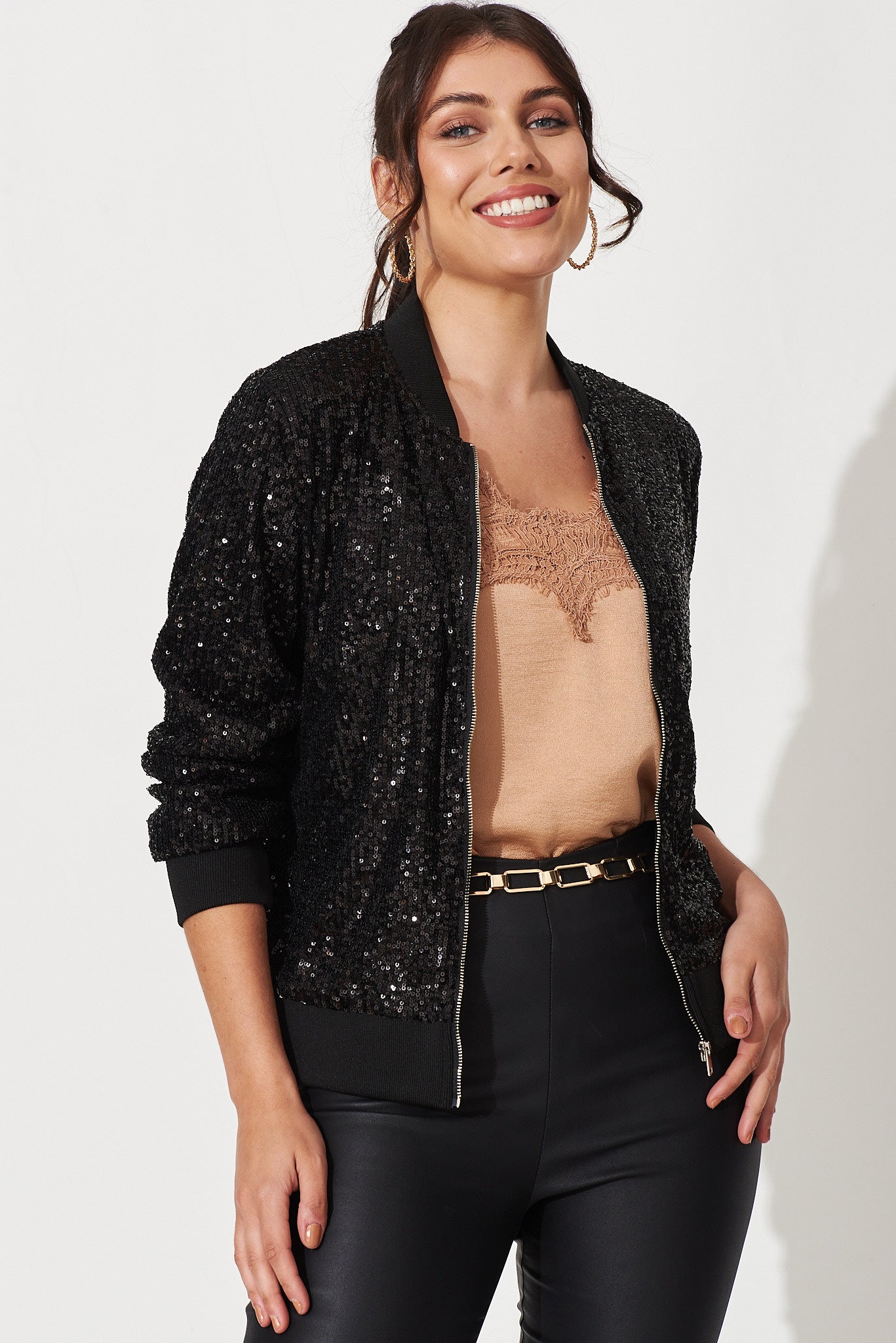 Black sequin jackets shop
