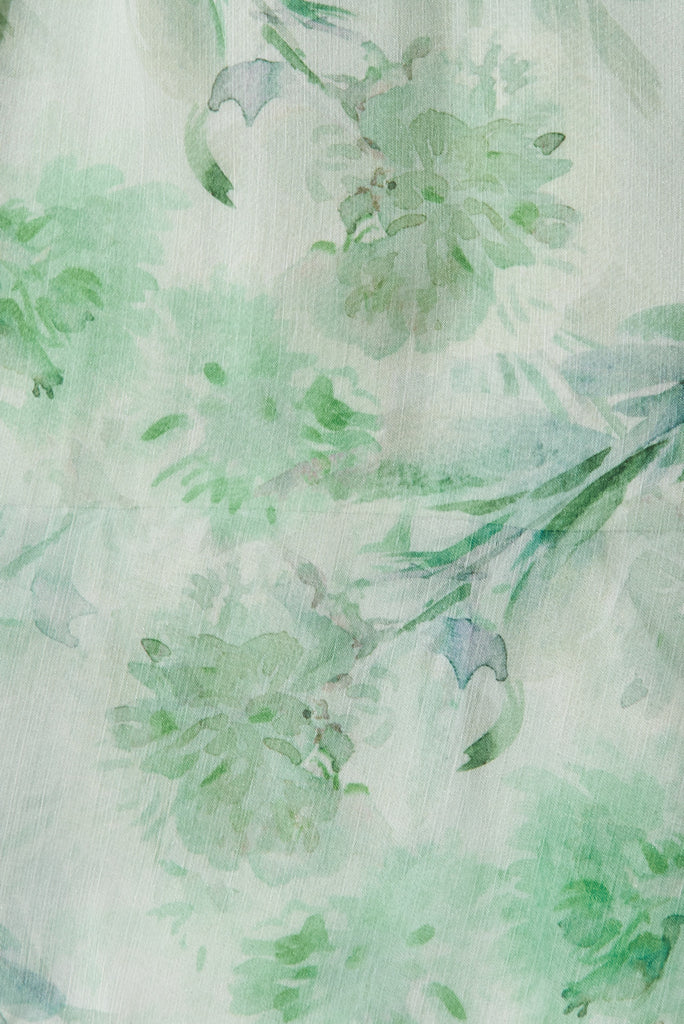 Briony Maxi Dress In Green Watercolour Floral Chiffon - fabric