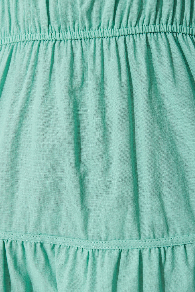 Amalie Dress In Mint Green Cotton - fabric