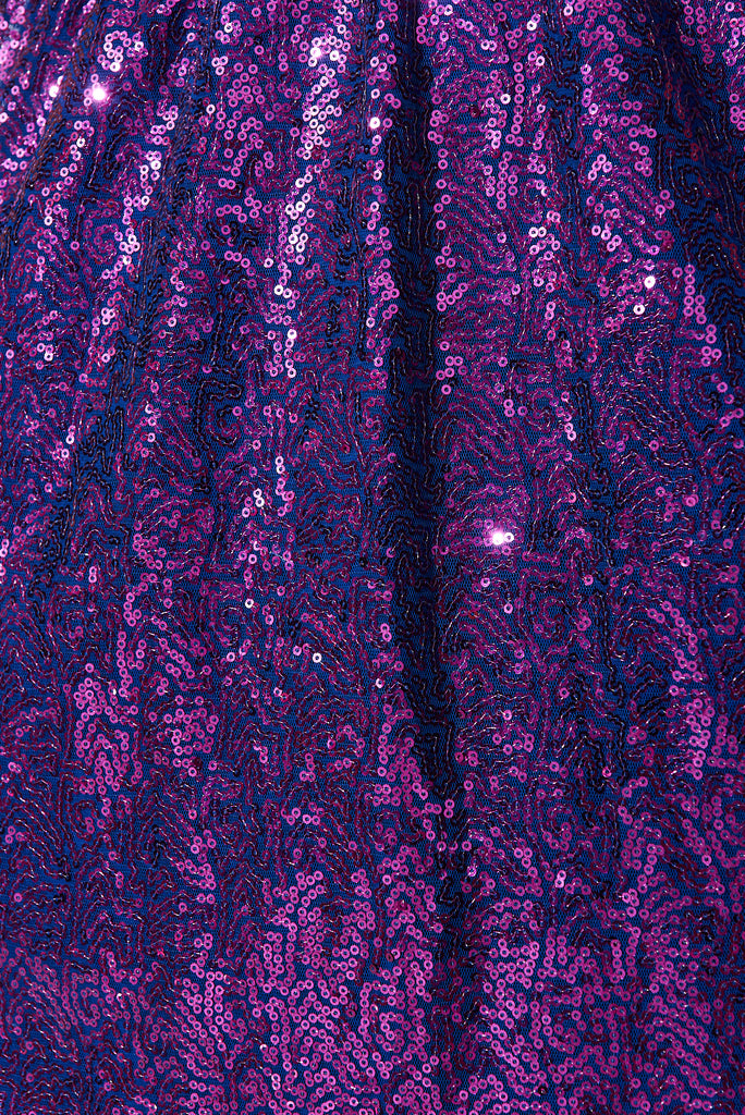 Livorno Midi Dress In Purple Sequin - fabric