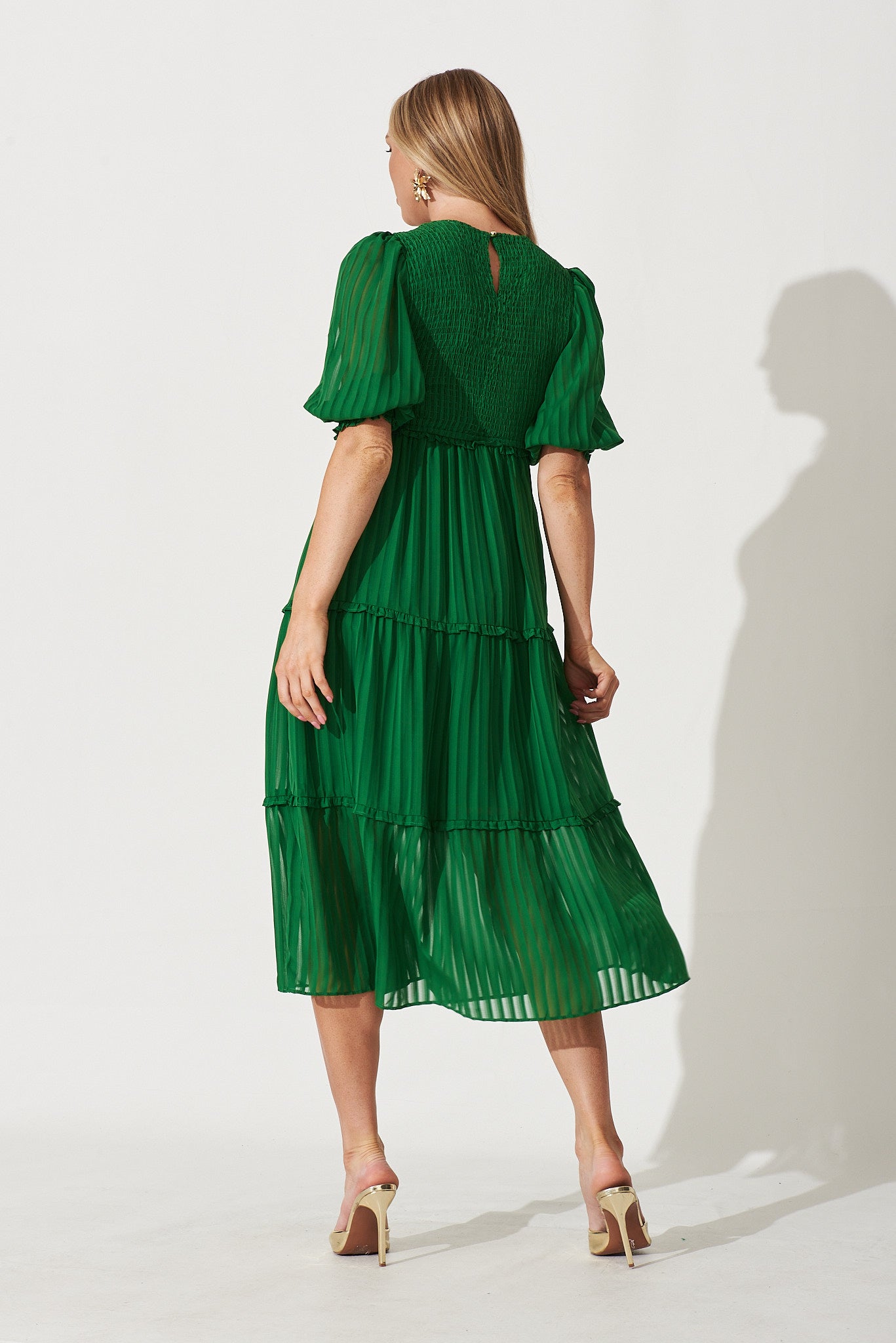 Martha Midi Dress In Green Chiffon – St Frock