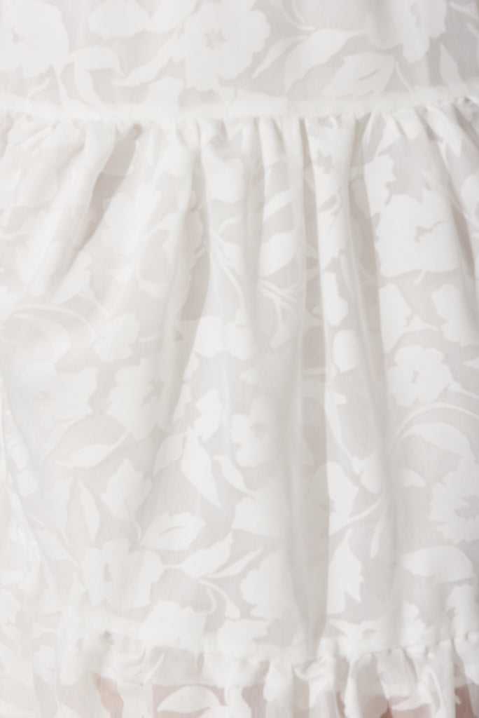 Kaitie Midi Dress In White Burnout - fabric