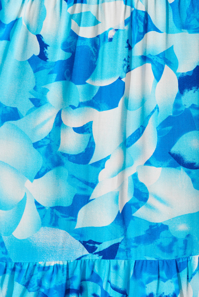 Leslie Midi Dress In Aqua Watercolour Print - fabric