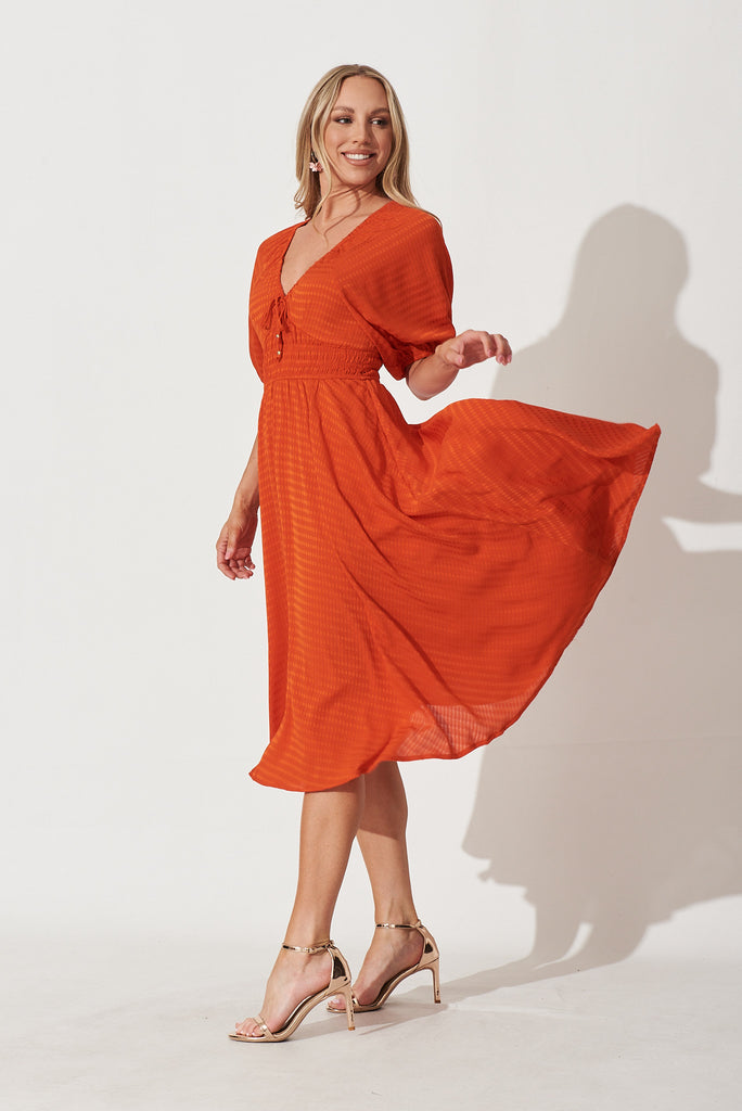 Darling Cove Midi Dress In Tangerine - side