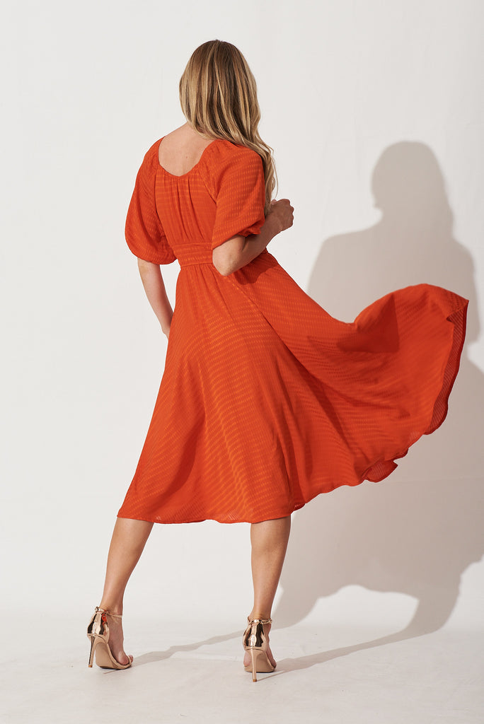 Darling Cove Midi Dress In Tangerine - back