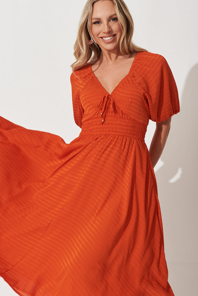 Darling Cove Midi Dress In Tangerine - front
