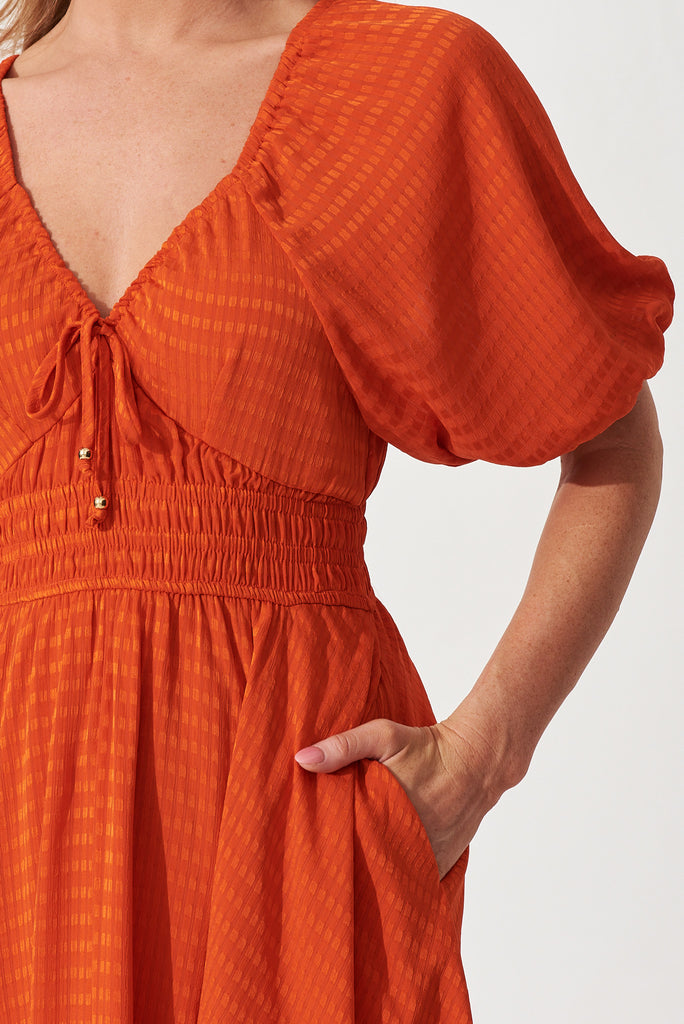 Darling Cove Midi Dress In Tangerine - detail