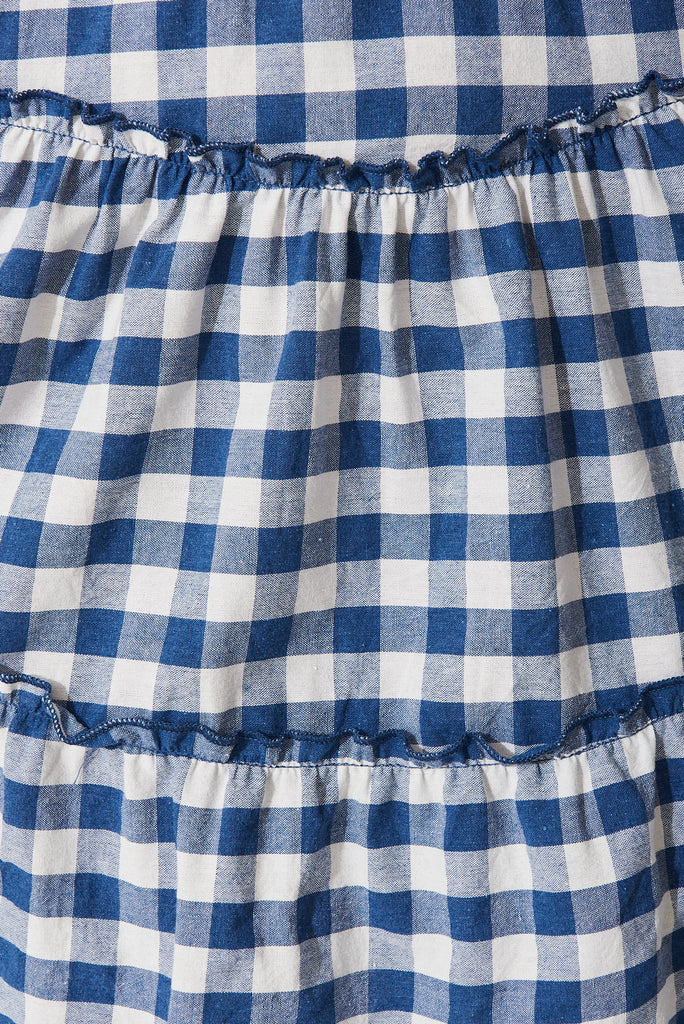 Berridale Dress In Blue With White Gingham Cotton - fabric