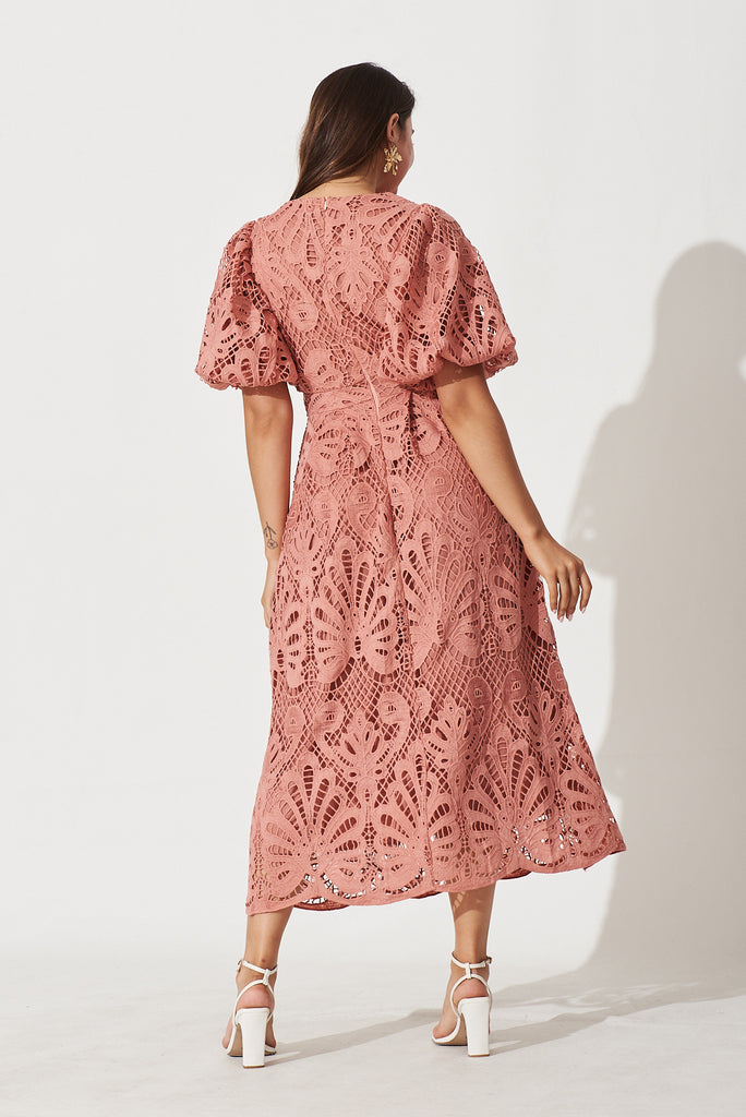 Tillie Lace Maxi Dress In Dusty Rose - back